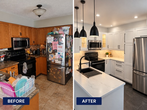Before and after kitchen renovation in Orléans Ottawa by MBN Renovation