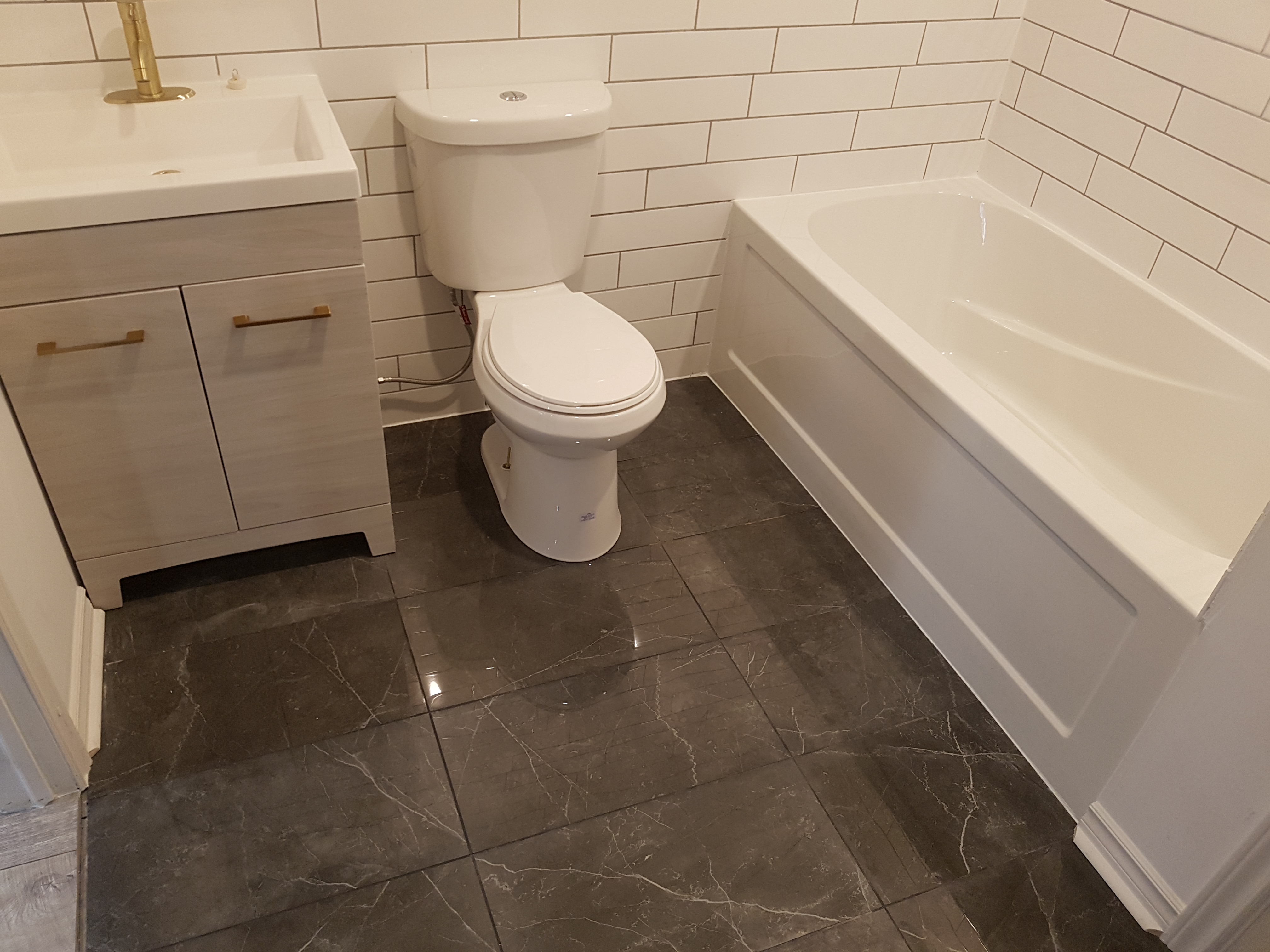 Washroom Floor tile install